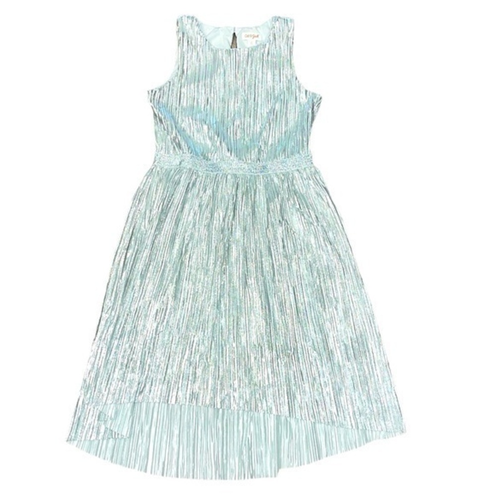 Girls Silver New Years Dress Size L 8/10